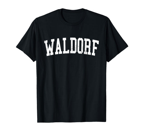 Waldorf Md Distressed White Varsity T-Shirt - Aesthetic Graphic Men Women - T-Shirt, Sweatshirt, Hoodie