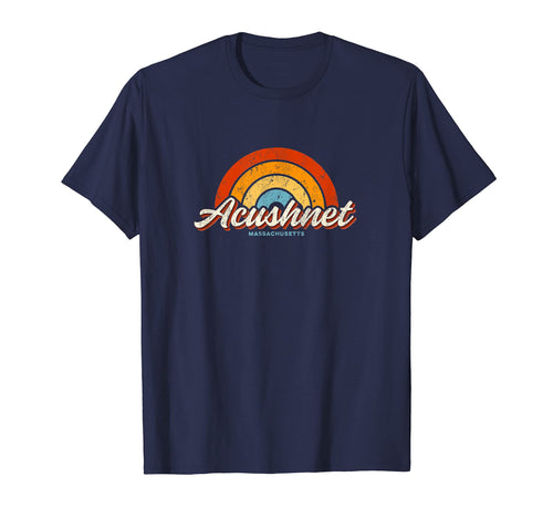 Acushnet Massachusetts Ma Rainbow 70S T-Shirt - Minimalist Print Unisex - T-Shirt, Sweatshirt, Hoodie