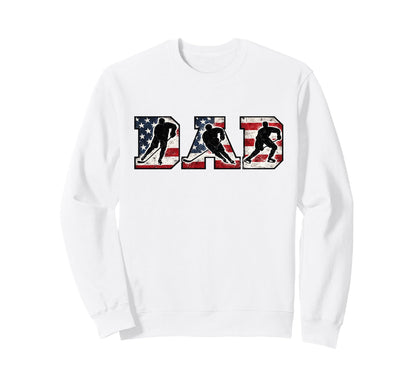 Usa Ice Hockey Dad American Flag Sweatshirt - Streetwear Style Unisex - T-Shirt, Sweatshirt, Hoodie