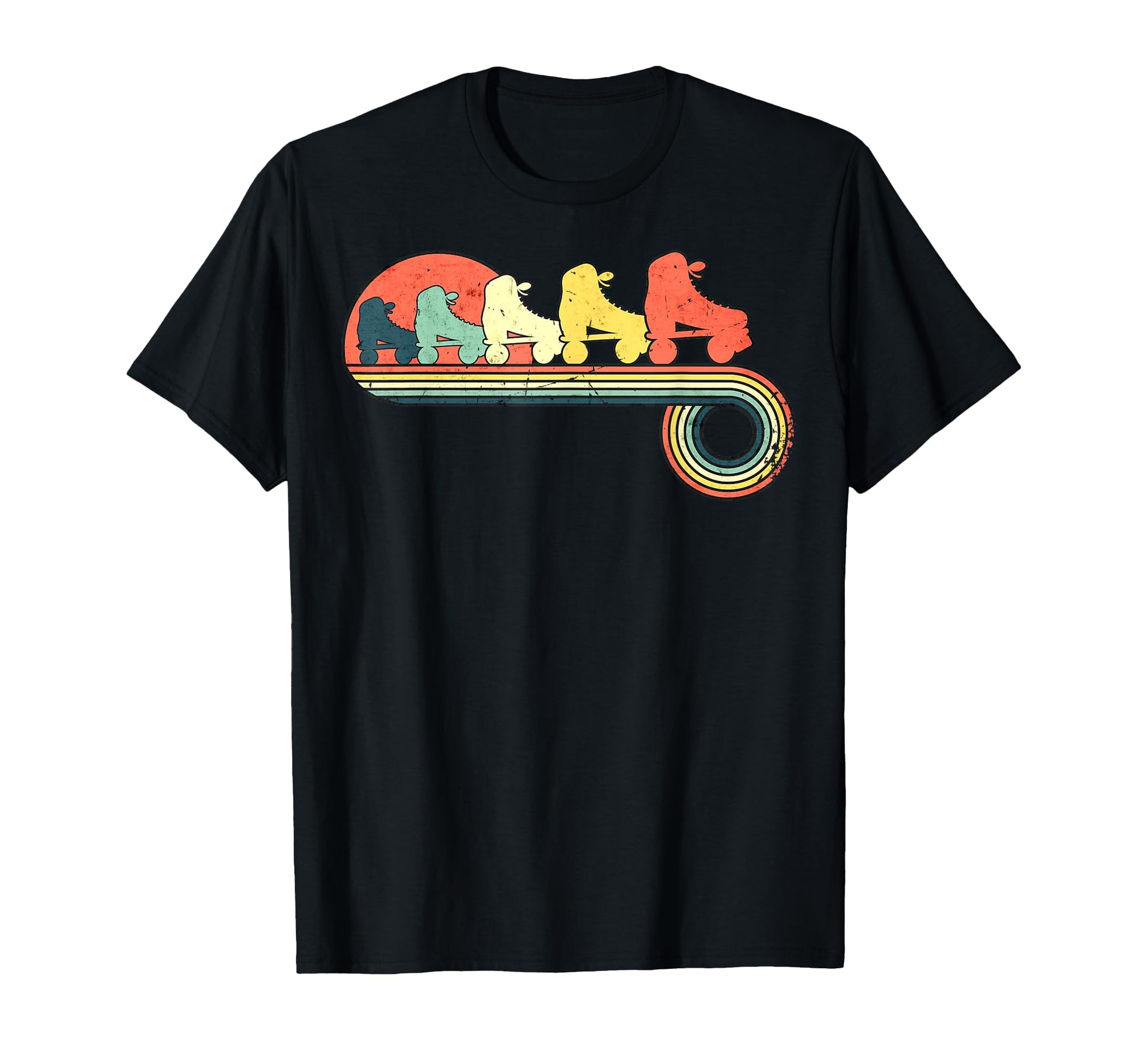Rollerskates Sunset Rainbow T-Shirt - Aesthetic Graphic for Adults - T-Shirt, Sweatshirt, Hoodie