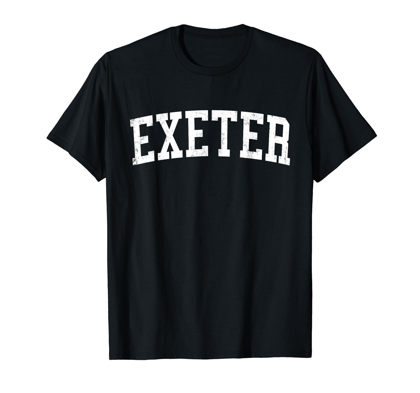 Exeter Ca Distressed White Varsity T-Shirt - Graphic Print Unisex - T-Shirt, Sweatshirt, Hoodie