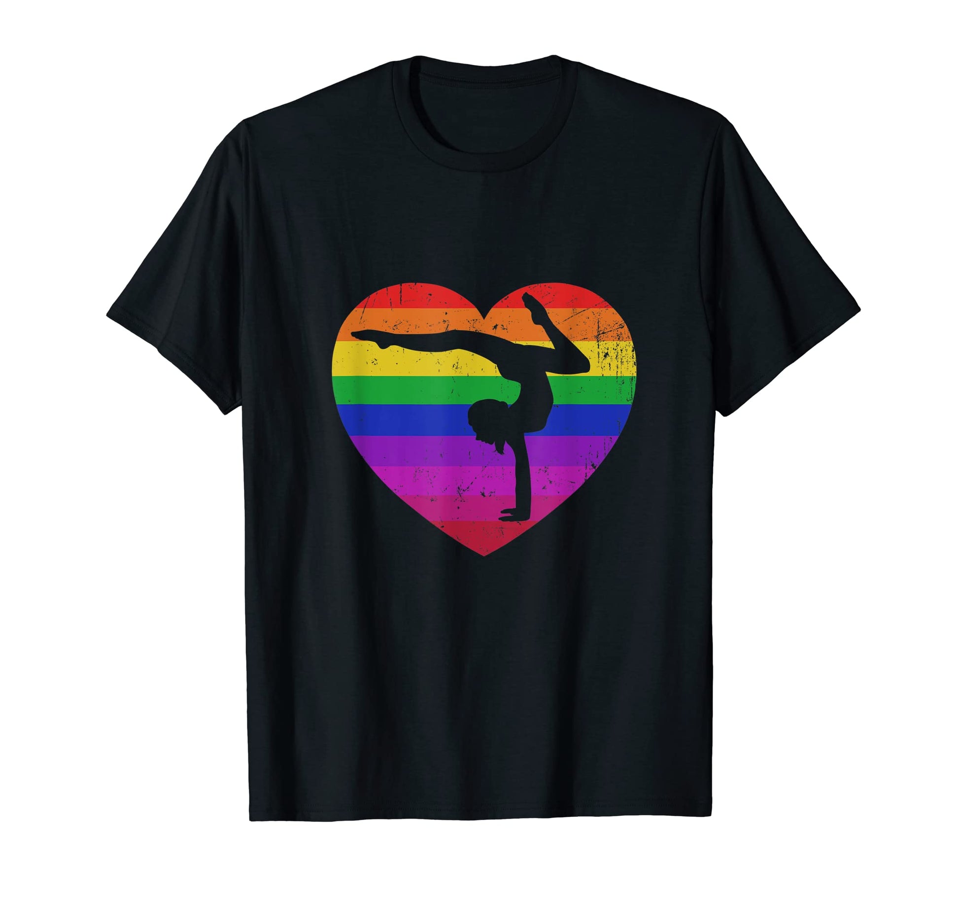 Acro Dance Heart Shape Rainbow T-Shirt - Custom Art Print Men Women - T-Shirt, Sweatshirt, Hoodie