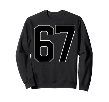Black Sports Team Number 67 Fan Sweatshirt - Graphic Print Men Women - T-Shirt, Sweatshirt, Hoodie