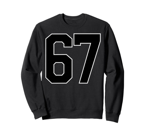 Black Sports Team Number 67 Fan Sweatshirt - Graphic Print Men Women - T-Shirt, Sweatshirt, Hoodie