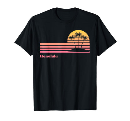 Honolulu Hawaii Gradient Sunset T-Shirt - Custom Art Print for Adults - T-Shirt, Sweatshirt, Hoodie