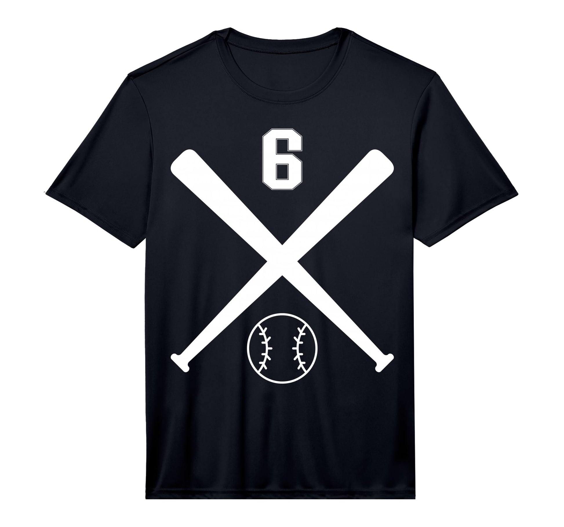 Baseball Softball Number 6 Performance T-Shirt - Graphic Print Men Women - T-Shirt, Sweatshirt, Hoodie