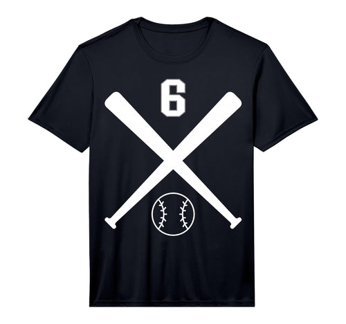 Baseball Softball Number 6 Performance T-Shirt - Graphic Print Men Women - T-Shirt, Sweatshirt, Hoodie