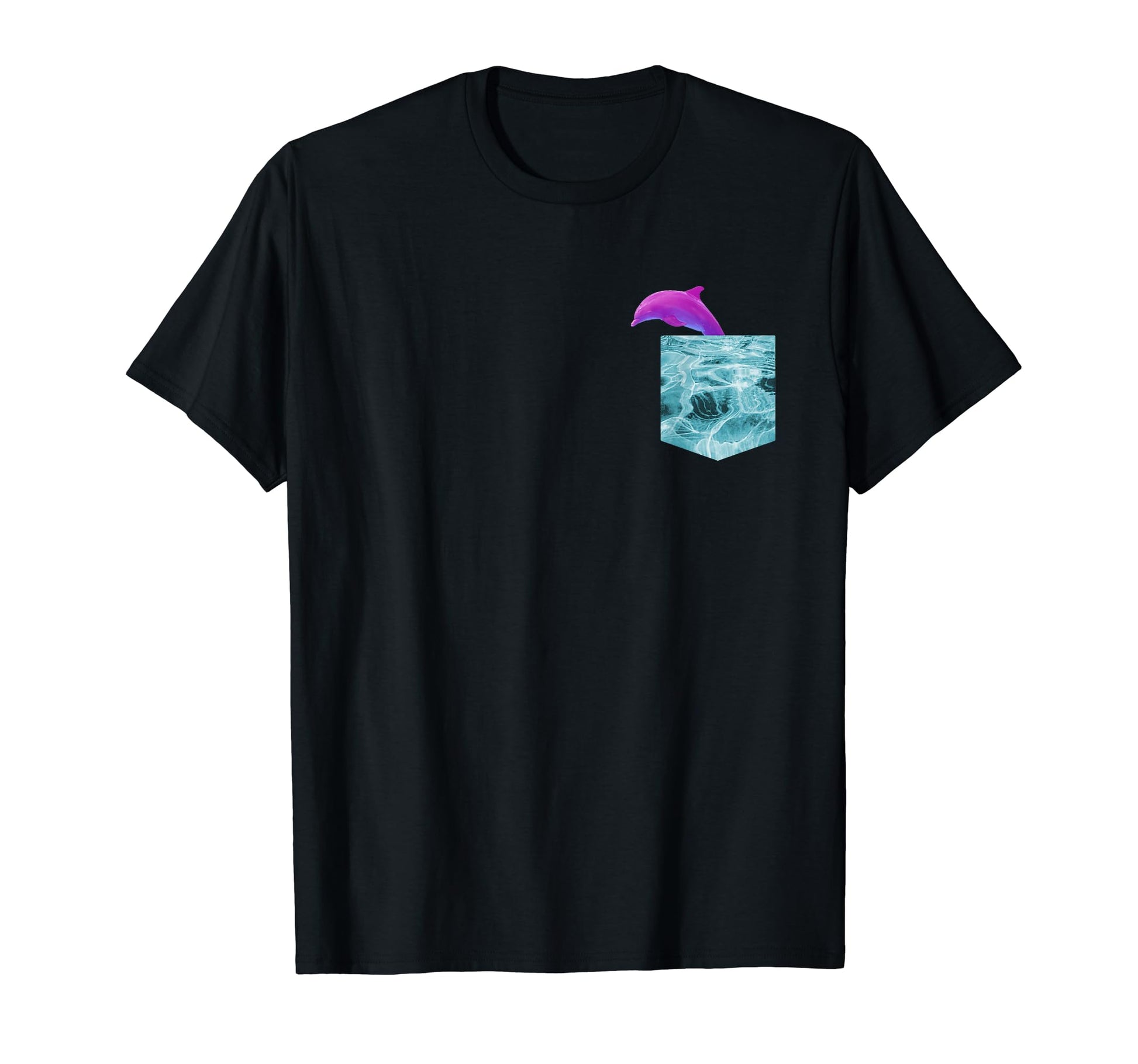 Vaporwave Dolphin Gift Water Pocket Shape T-Shirt - Minimalist Print Unisex - T-Shirt, Sweatshirt, Hoodie