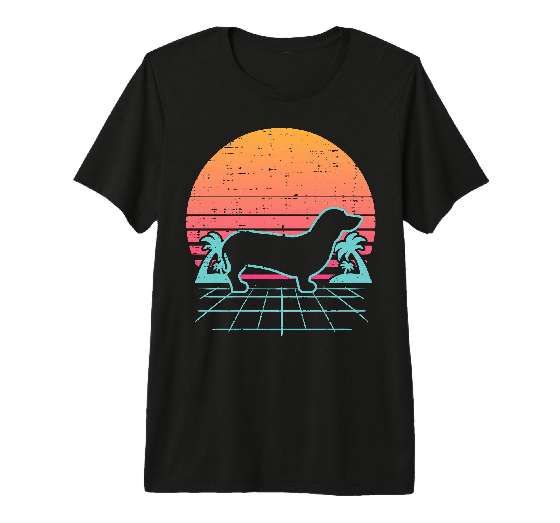 Vaporwave Aesthetic Dachshund Weiner Dog T-Shirt - Graphic Print Men Women - T-Shirt, Sweatshirt, Hoodie