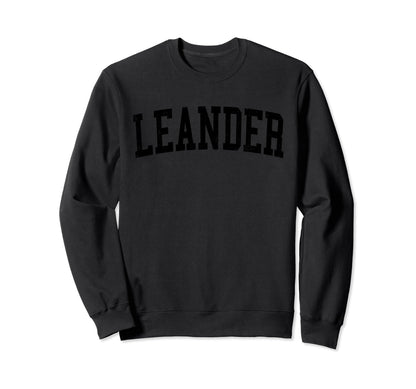 Leander Tx Distressed Black Varsity Sweatshirt - Novelty Apparel Unisex - T-Shirt, Sweatshirt, Hoodie