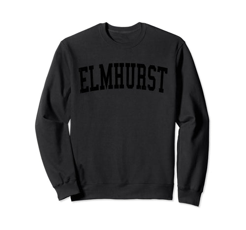 Elmhurst Il Distressed Black Varsity Sweatshirt - Minimalist Print Unisex - T-Shirt, Sweatshirt, Hoodie