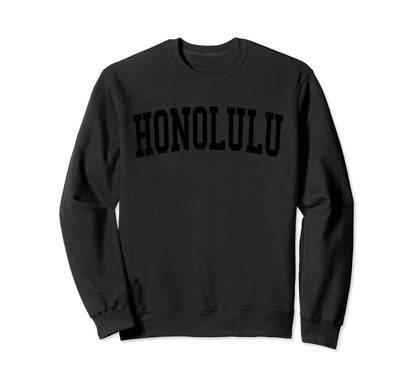 Honolulu Hi Distressed Black Sweatshirt - Novelty Apparel for Adults - T-Shirt, Sweatshirt, Hoodie
