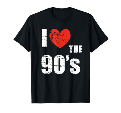 I Love 90S Distressed Heart Party Funny T-Shirt - Graphic Print Unisex - T-Shirt, Sweatshirt, Hoodie
