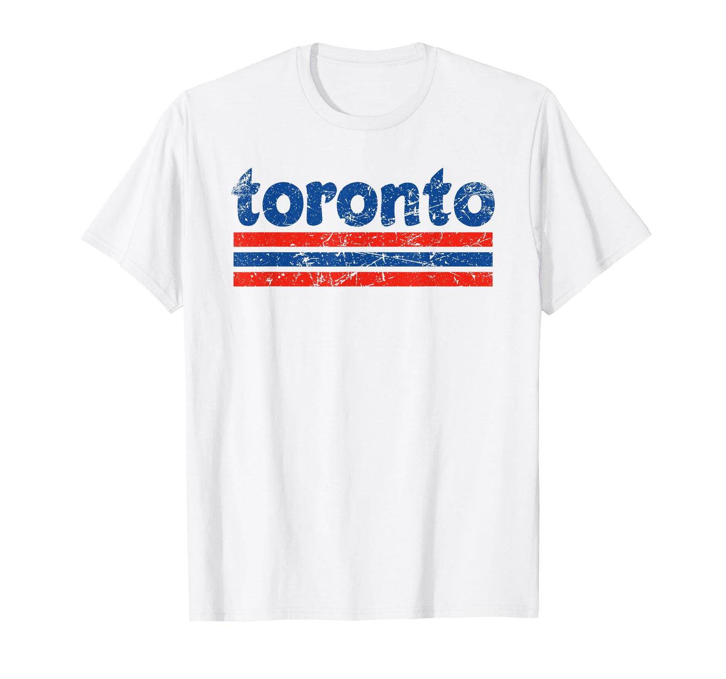 Toronto Canada Three Stripe Weathered T-Shirt - Streetwear Style for Adults - T-Shirt, Sweatshirt, Hoodie