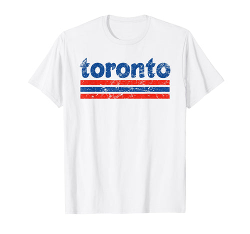 Toronto Canada Three Stripe Weathered T-Shirt - Streetwear Style for Adults - T-Shirt, Sweatshirt, Hoodie