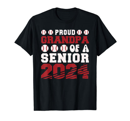 Proud Grandpa Baseball Senior 2024 T-Shirt - Custom Art Print for Adults - T-Shirt, Sweatshirt, Hoodie