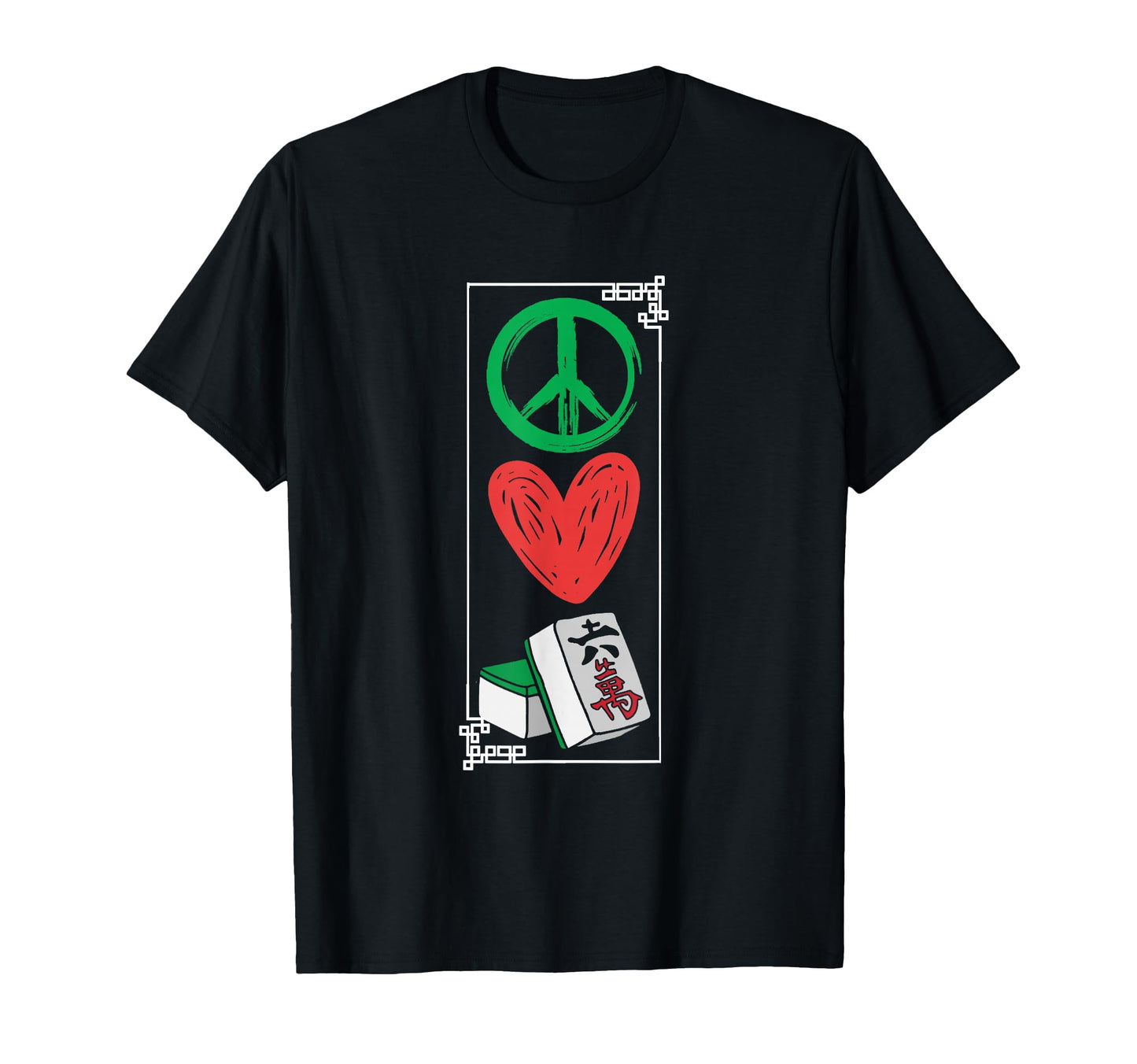 Peace Love Mahjong Chinese Board Game Mah T-Shirt - Unique Graphic Unisex - T-Shirt, Sweatshirt, Hoodie