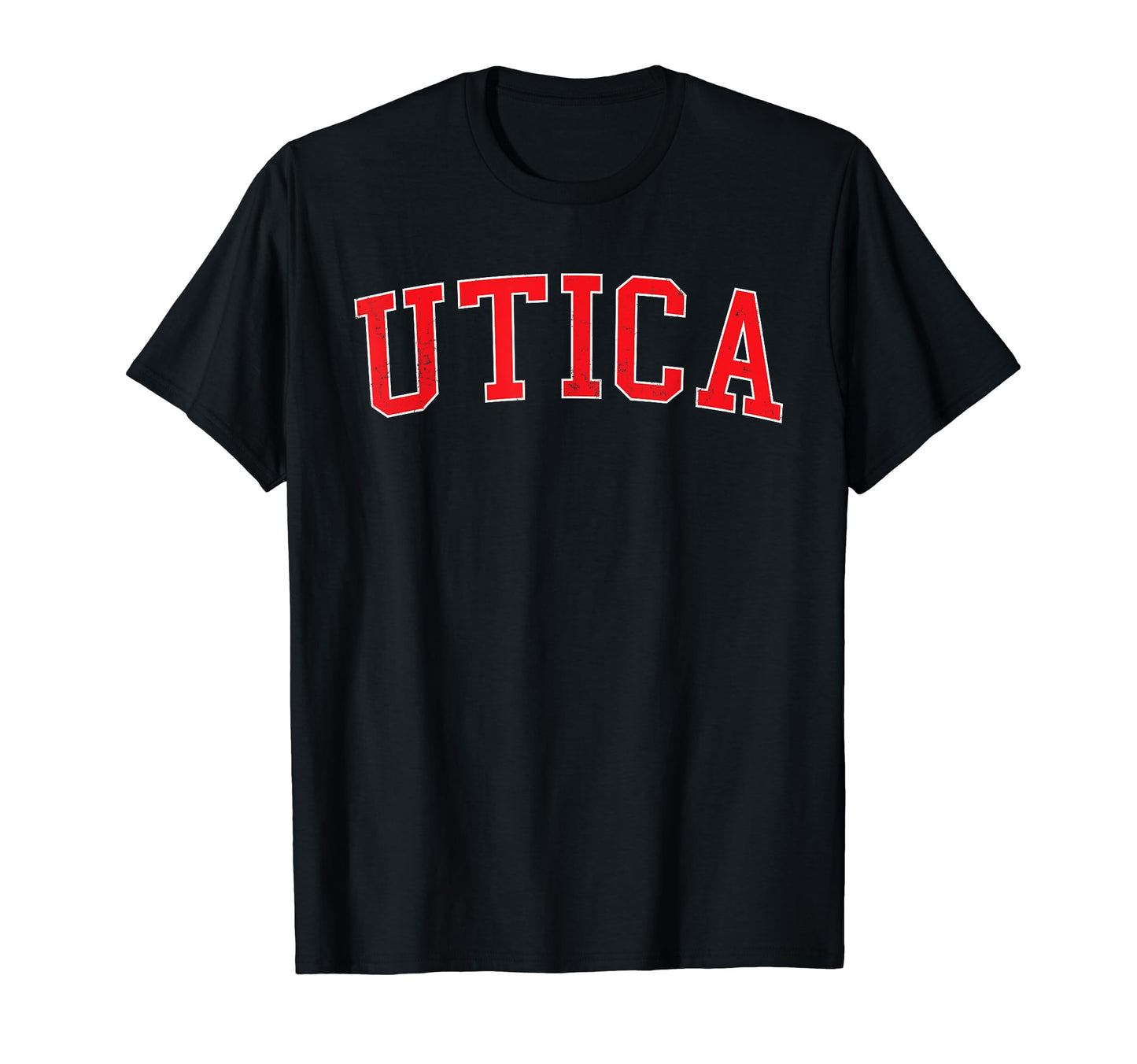 Utica Ny Varsity Red Text T-Shirt - Unique Graphic Unisex - T-Shirt, Sweatshirt, Hoodie