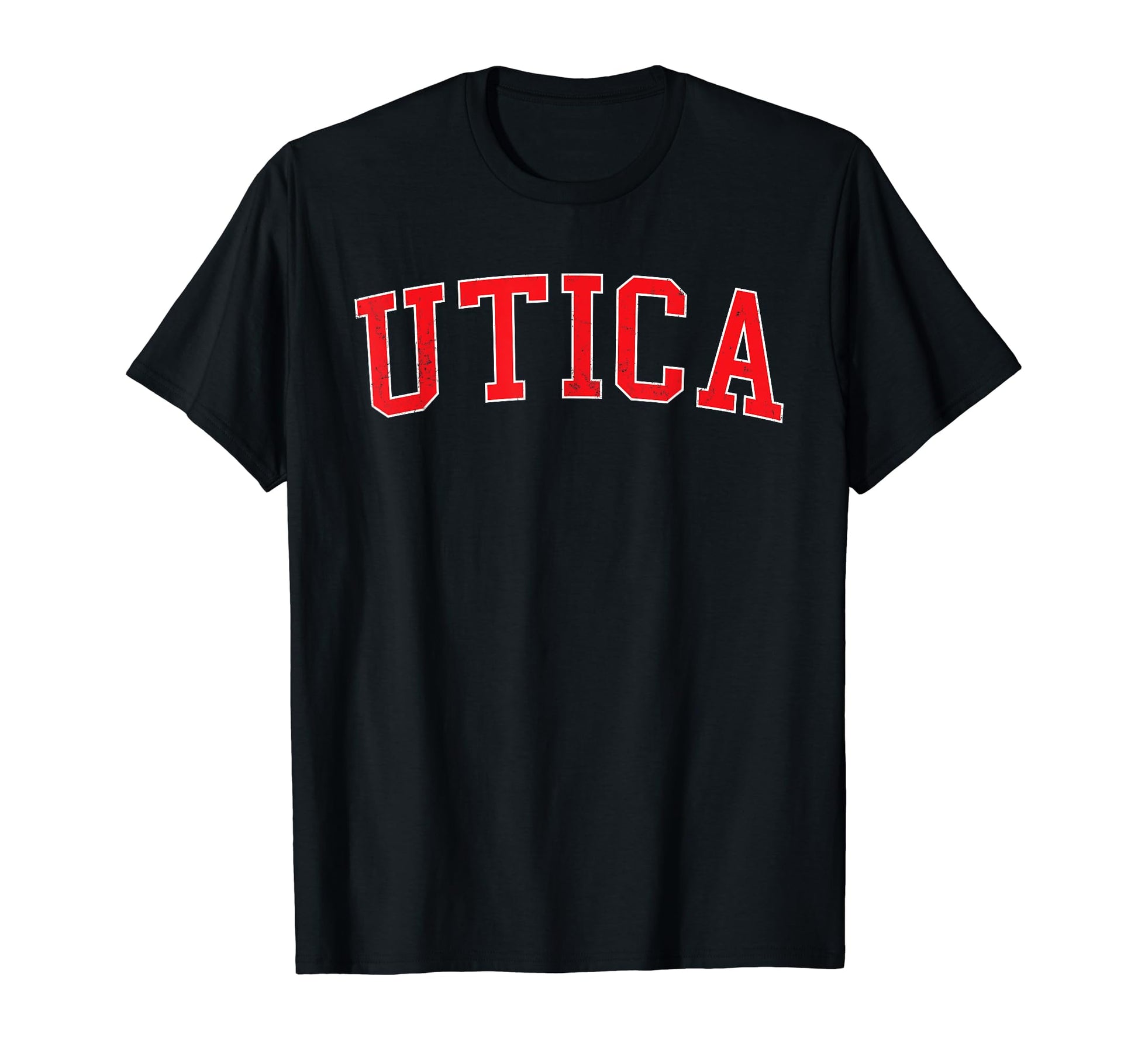 Utica Ny Varsity Red Text T-Shirt - Unique Graphic Unisex - T-Shirt, Sweatshirt, Hoodie