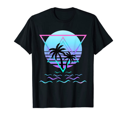 Beach Waves Sunset Vaporwave Japanese T-Shirt - Novelty Apparel for Adults - T-Shirt, Sweatshirt, Hoodie