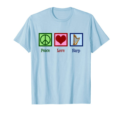 Peace Love Harp T-Shirt - Custom Art Print for Adults - T-Shirt, Sweatshirt, Hoodie