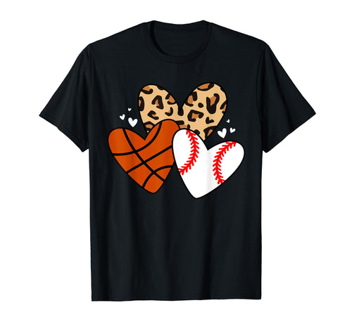 Baseball Basketball Heart Funny T-Shirt - Minimalist Print Men Women - T-Shirt, Sweatshirt, Hoodie