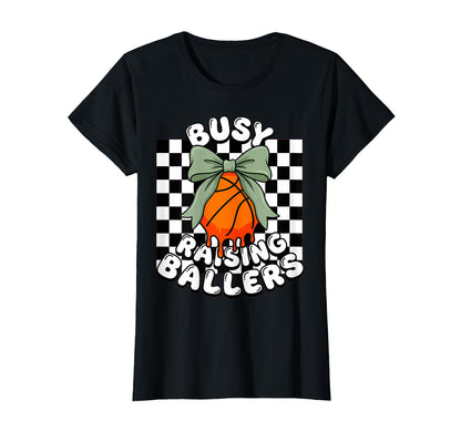Busy Raising Ballers Coquette Bow T-Shirt - Fun Novelty Design for Adults - T-Shirt, Sweatshirt, Hoodie