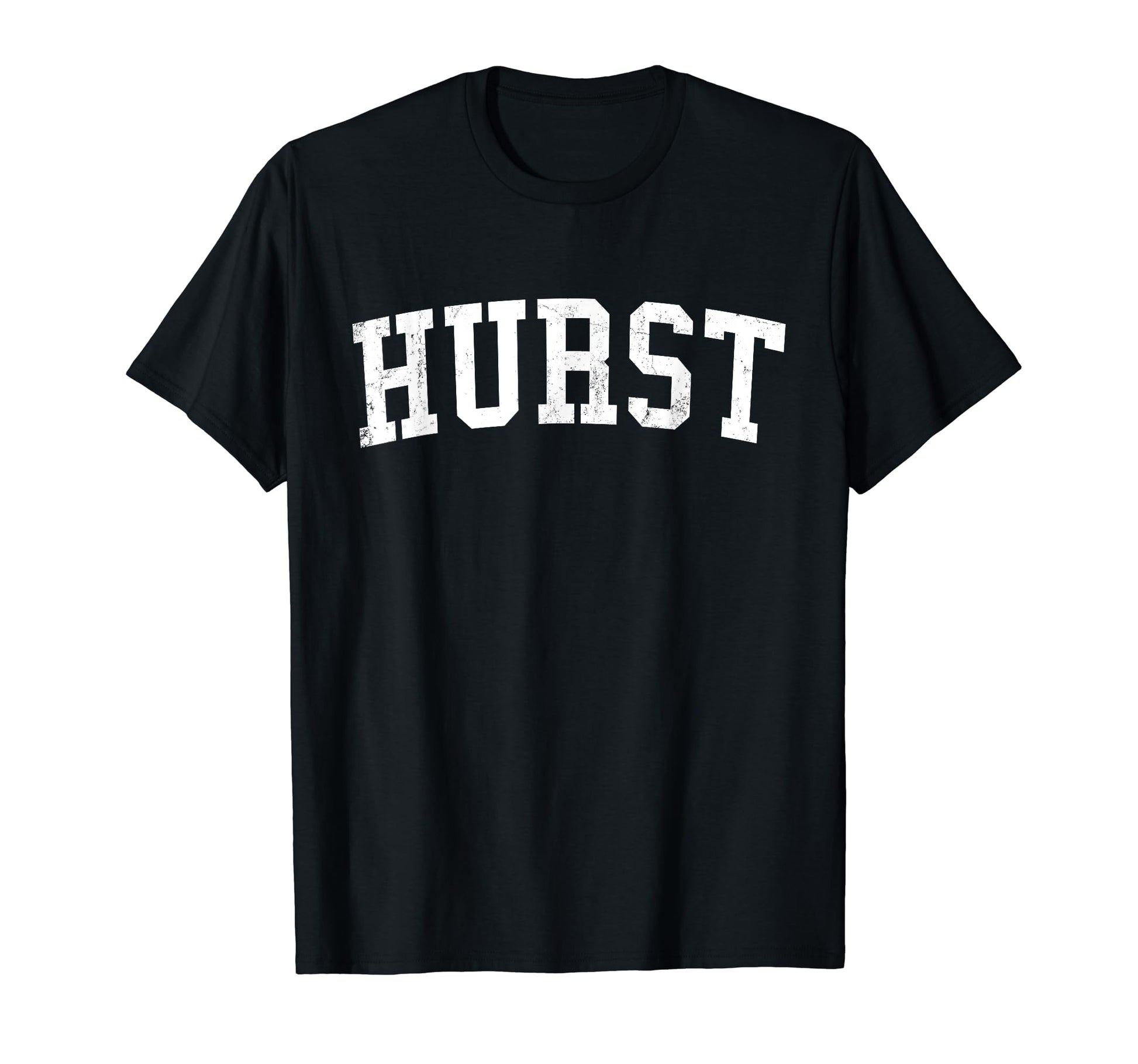 Hurst Tx Distressed White Varsity T-Shirt - Graphic Print Unisex - T-Shirt, Sweatshirt, Hoodie