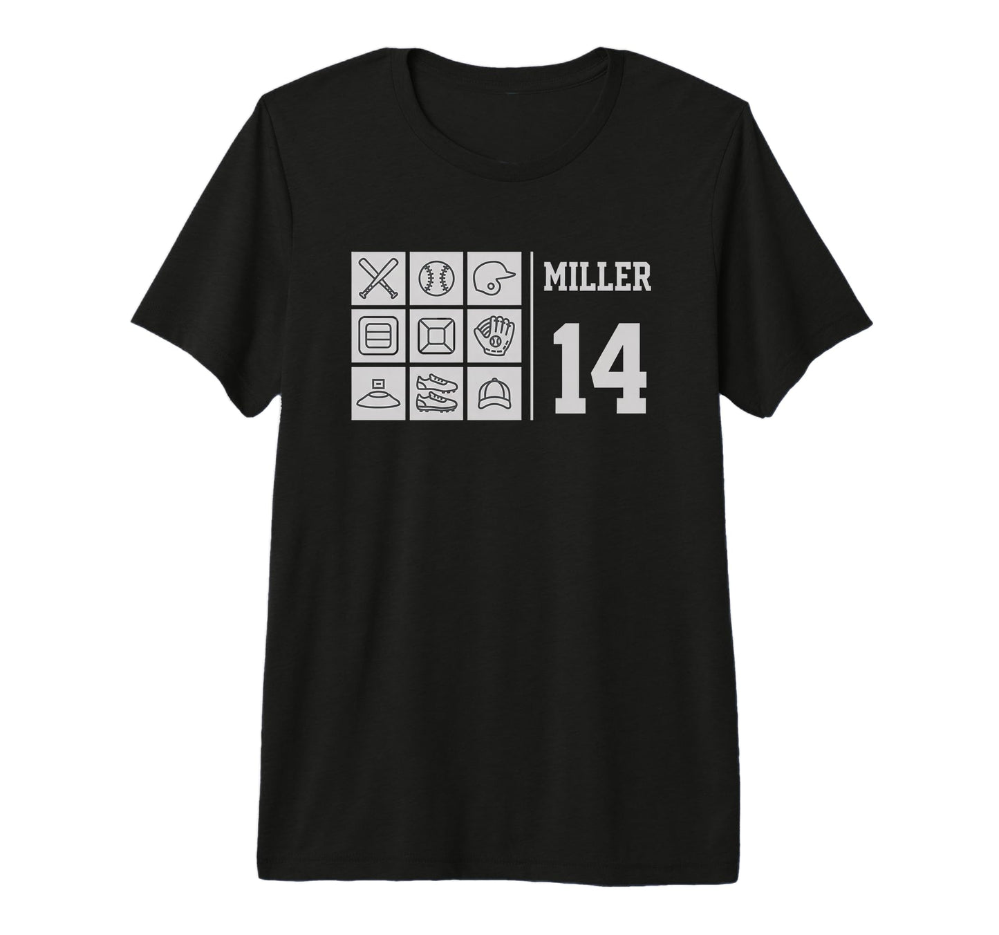 Miller 14 Baseball Mom Name Fan Tri T-Shirt - Minimalist Print for Adults - T-Shirt, Sweatshirt, Hoodie