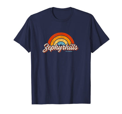 Zephyrhills Florida Fl Rainbow 70S T-Shirt - Minimalist Print Unisex - T-Shirt, Sweatshirt, Hoodie