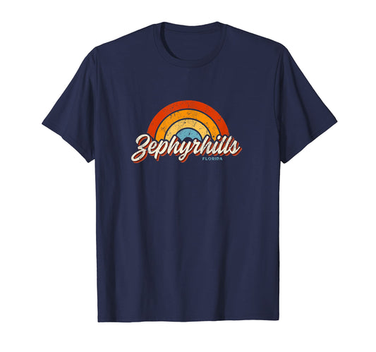 Zephyrhills Florida Fl Rainbow 70S T-Shirt - Minimalist Print Unisex - T-Shirt, Sweatshirt, Hoodie