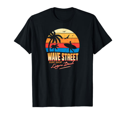 Wave Street Surf Shop Sunset Surf T-Shirt - Fun Novelty Design Unisex - T-Shirt, Sweatshirt, Hoodie