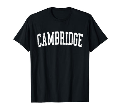 Cambridge Ma Distressed White Varsity T-Shirt - Trendy Graphic Unisex - T-Shirt, Sweatshirt, Hoodie