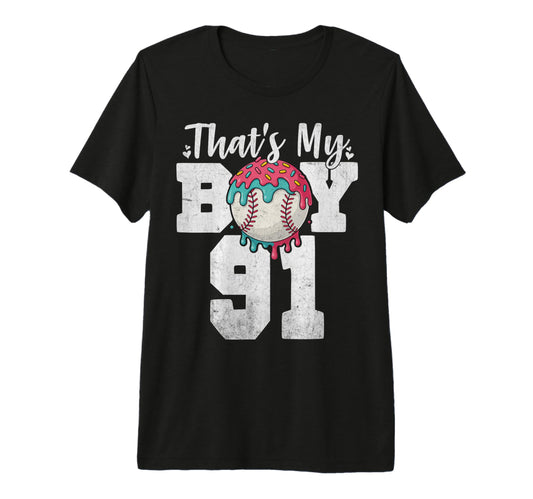 Thats My Baseball 91 Number Mom Dad 91 Tri T-Shirt - Unique Graphic Unisex - T-Shirt, Sweatshirt, Hoodie