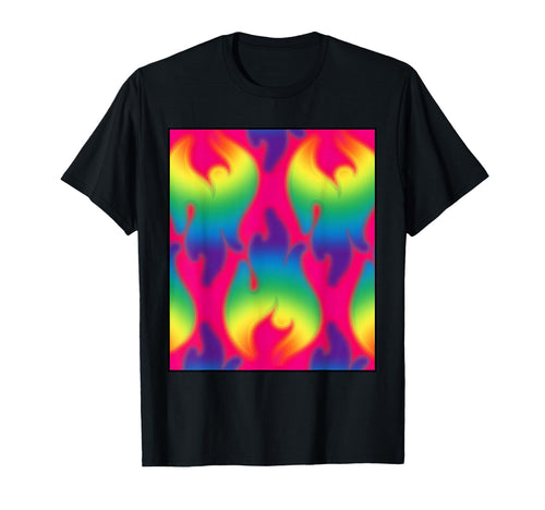 Kidcore Aesthetic Rainbow Emo Flames T-Shirt - Custom Art Print for Adults - T-Shirt, Sweatshirt, Hoodie