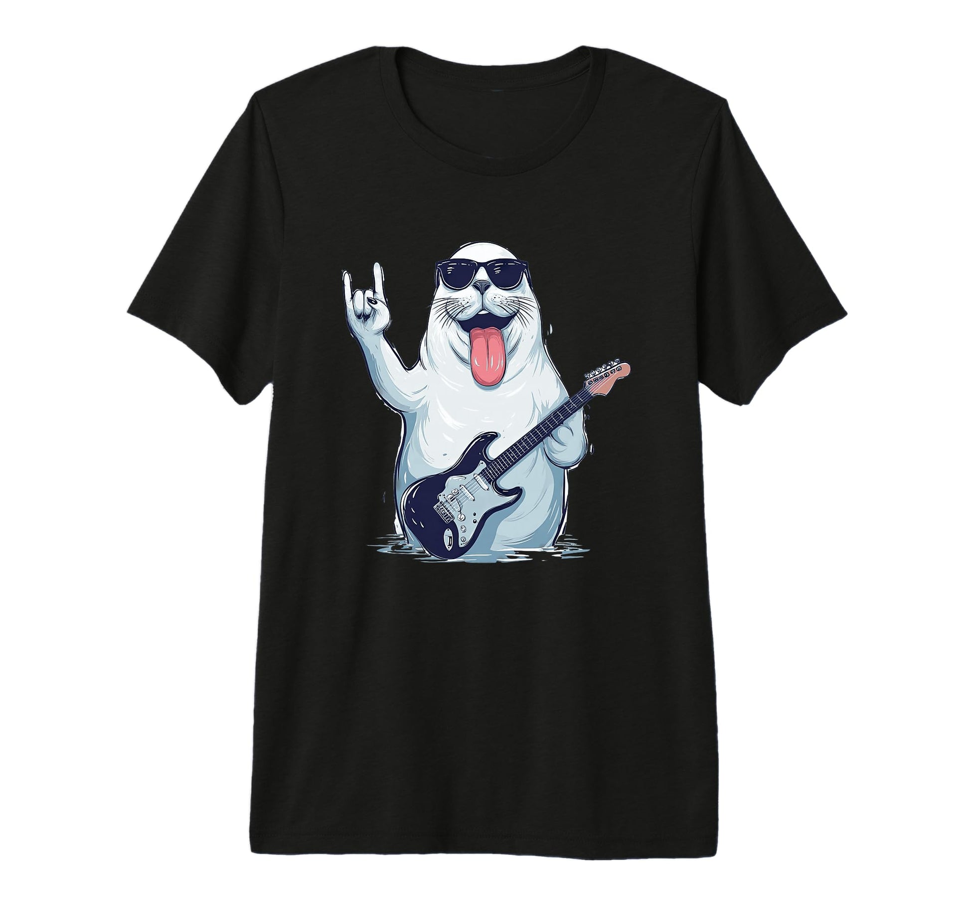Seal Playing Guitar Funny Animal Rock T-Shirt - Aesthetic Graphic Unisex - T-Shirt, Sweatshirt, Hoodie
