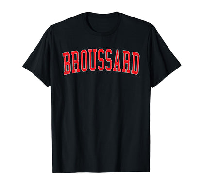 Broussard La Distressed Red Varsity T-Shirt - Unique Graphic for Adults - T-Shirt, Sweatshirt, Hoodie