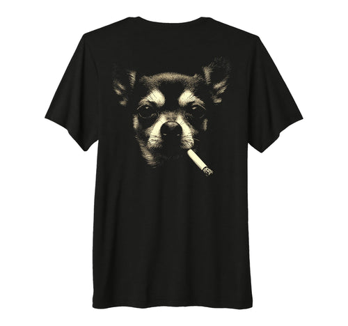 Chihuahua Smoking Cigarette Grunge T-Shirt - Fun Novelty Design for Adults - T-Shirt, Sweatshirt, Hoodie
