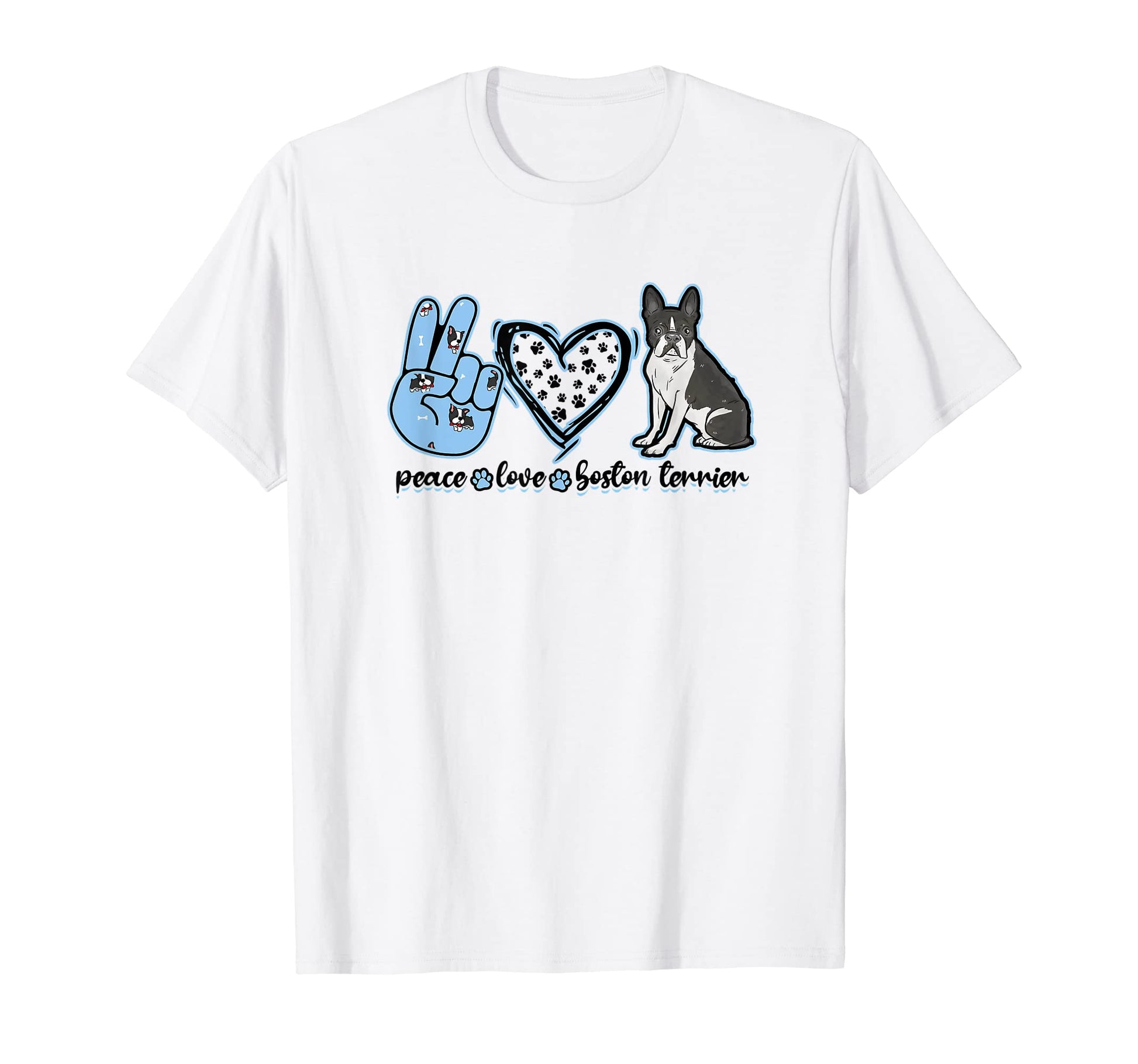 Peace Love Boston Terrier Adorable T-Shirt - Aesthetic Graphic Unisex - T-Shirt, Sweatshirt, Hoodie