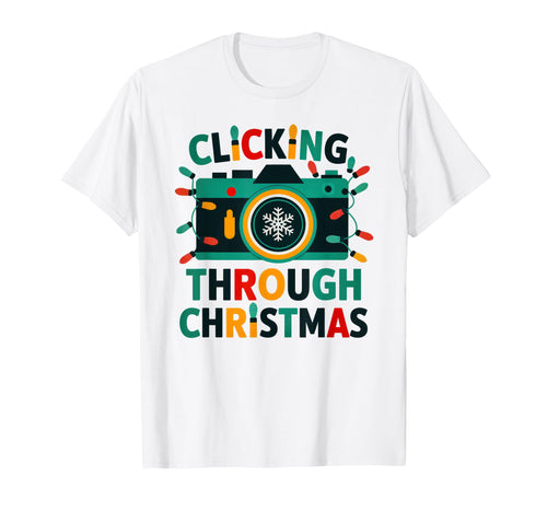 Clicking Through Camera Holiday Light T-Shirt - Graphic Print for Adults - T-Shirt, Sweatshirt, Hoodie