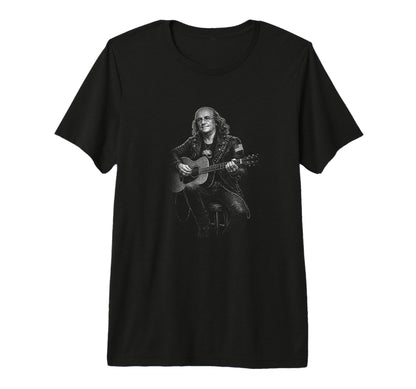 Ben Franklin Playing Acoustic T-Shirt - Fun Novelty Design for Adults - T-Shirt, Sweatshirt, Hoodie