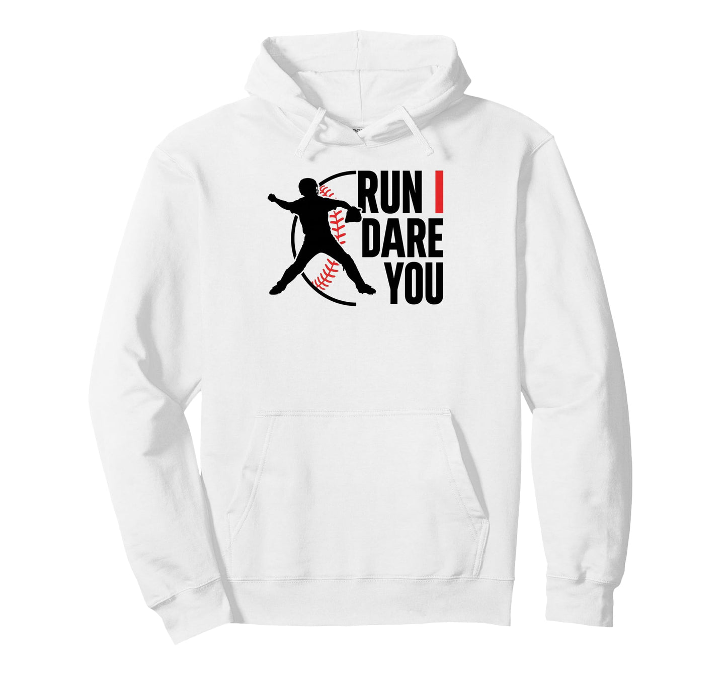 Run I Dare You Baseball Catcher Baseball Hoodie - Trendy Graphic Unisex - T-Shirt, Sweatshirt, Hoodie
