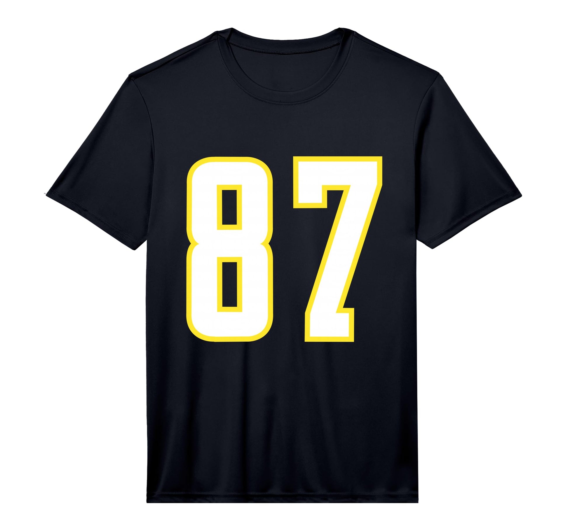 Yellow White Sports Team Number 87 T-Shirt - Fun Novelty Design Men Women - T-Shirt, Sweatshirt, Hoodie