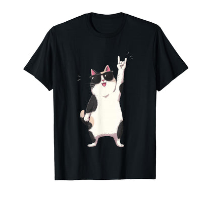Cat Sunglasses Rock Funny Animal T-Shirt - Streetwear Style Men Women - T-Shirt, Sweatshirt, Hoodie