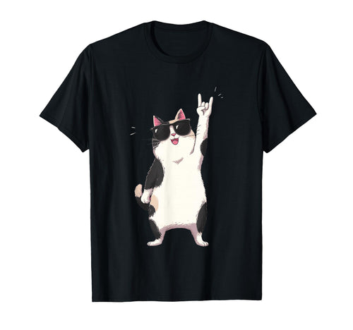 Cat Sunglasses Rock Funny Animal T-Shirt - Streetwear Style Men Women - T-Shirt, Sweatshirt, Hoodie