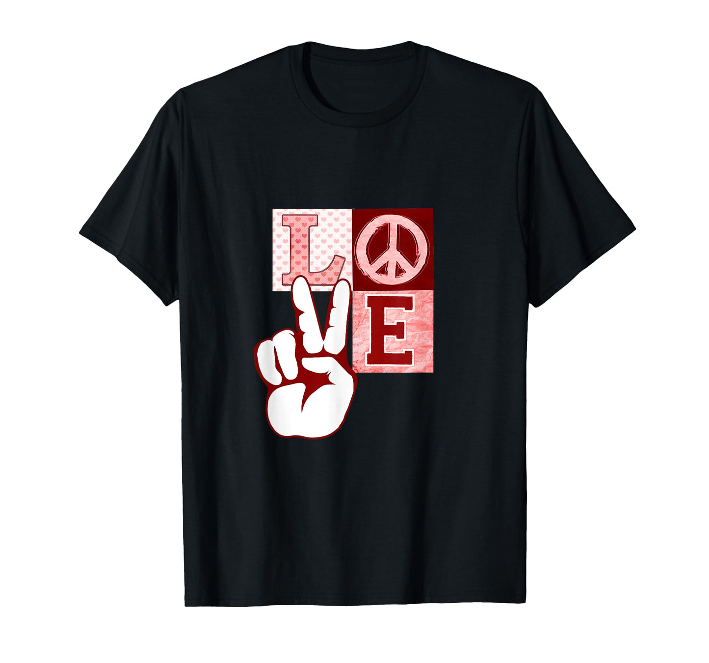 Maroon Red Burgundy Peace Love Vibes T-Shirt - Custom Art Print Unisex - T-Shirt, Sweatshirt, Hoodie