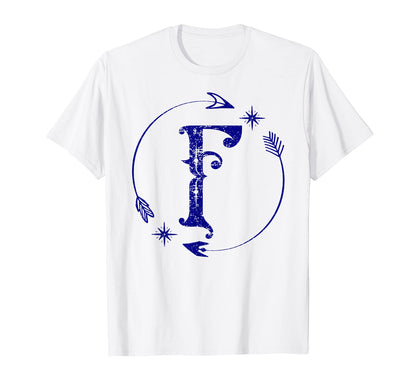 Initial F Monogram Boho Name Letter F T-Shirt - Casual Everyday Wear Unisex - T-Shirt, Sweatshirt, Hoodie