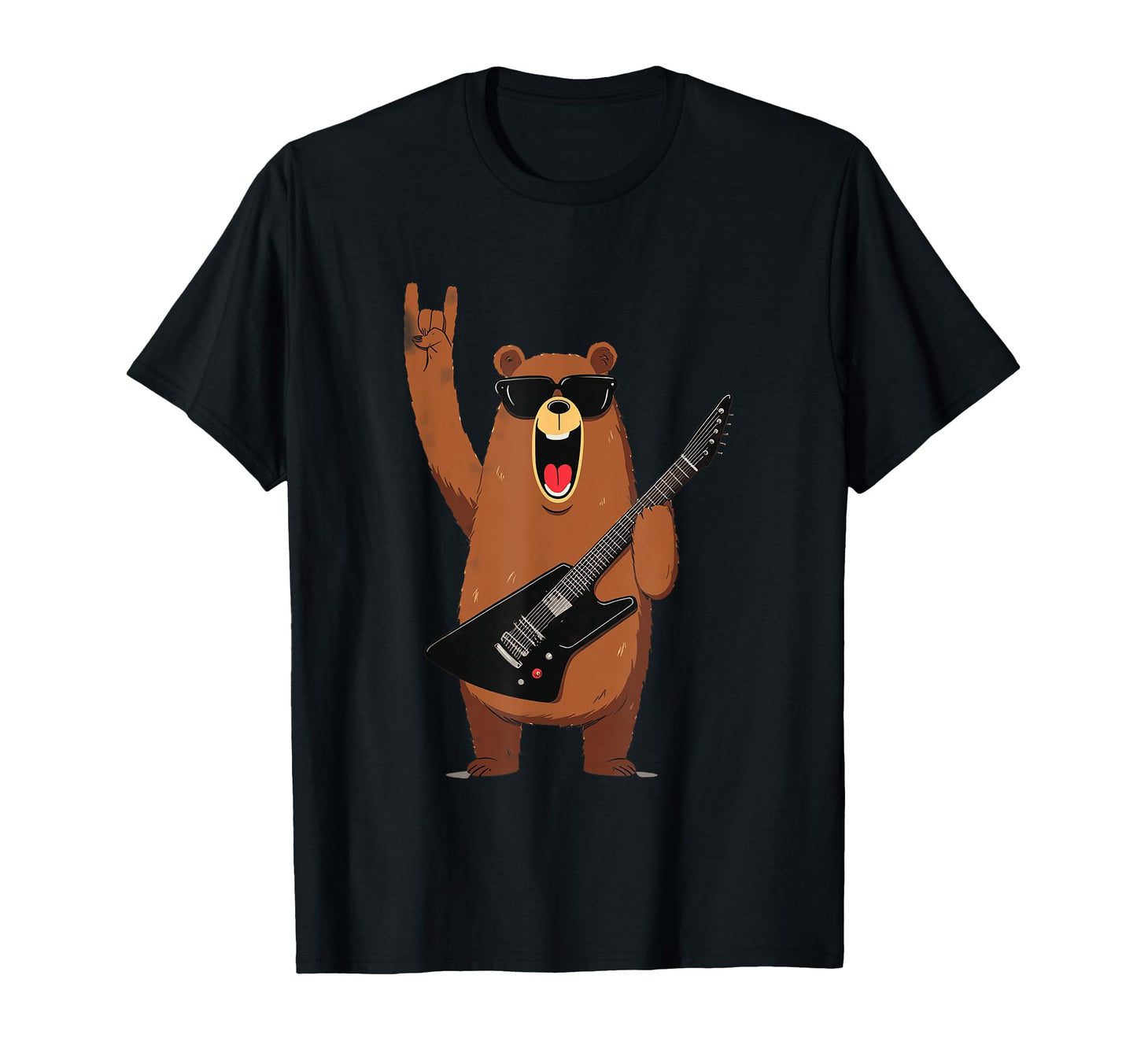 Funny Bear Guitar Player Rock And Roll T-Shirt - Graphic Print Men Women - T-Shirt, Sweatshirt, Hoodie