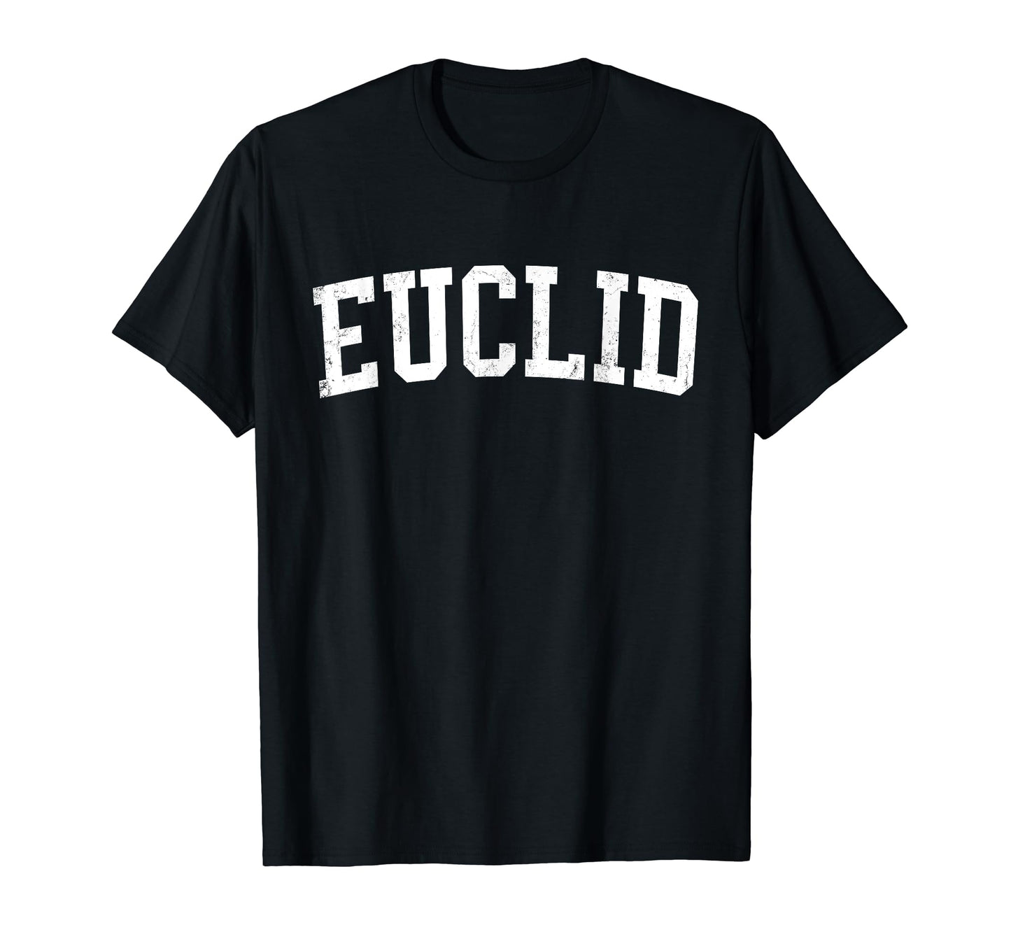 Euclid Oh Distressed White Varsity T-Shirt - Minimalist Print for Adults - T-Shirt, Sweatshirt, Hoodie