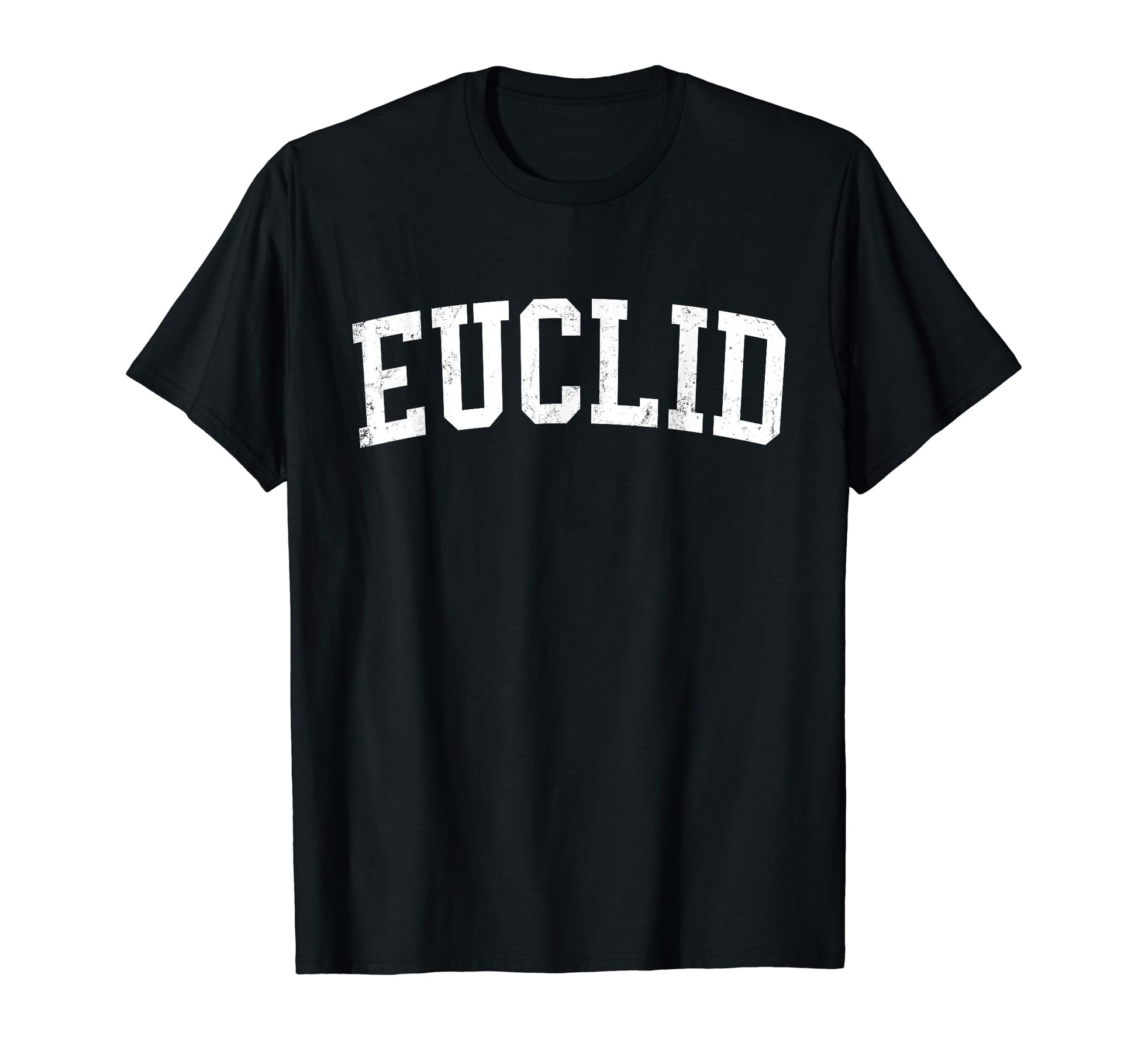 Euclid Oh Distressed White Varsity T-Shirt - Minimalist Print for Adults - T-Shirt, Sweatshirt, Hoodie